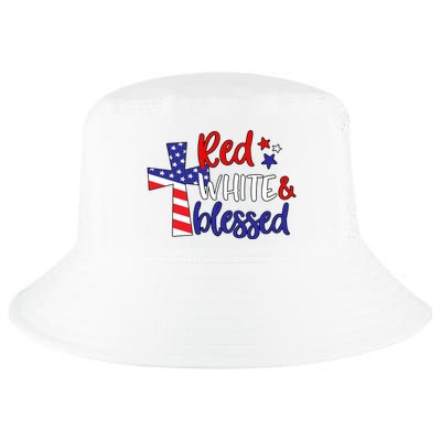 Red White And Blessed Usa Cross Celebration Cool Comfort Performance Bucket Hat