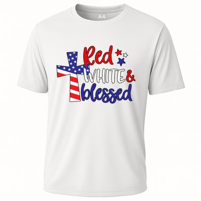 Red White And Blessed Usa Cross Celebration Performance Shirt