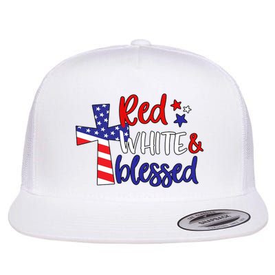 Red White And Blessed Usa Cross Celebration Flatbill Hat