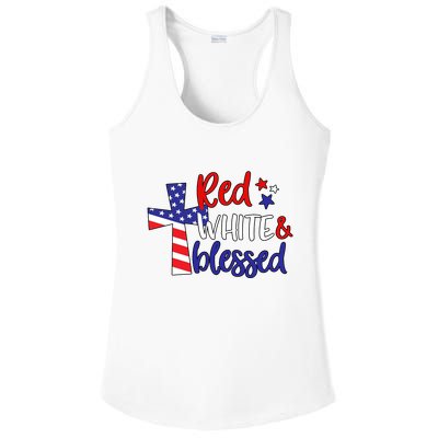 Red White And Blessed Usa Cross Celebration Ladies PosiCharge Competitor Racerback Tank