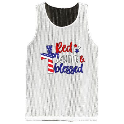 Red White And Blessed Usa Cross Celebration Mesh Reversible Basketball Jersey Tank