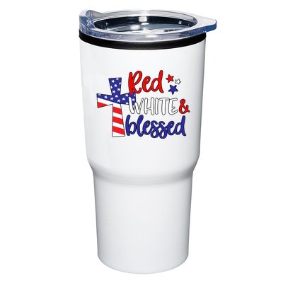 Red White And Blessed Usa Cross Celebration Tumbler