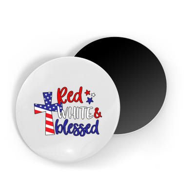 Red White And Blessed Usa Cross Celebration Magnet