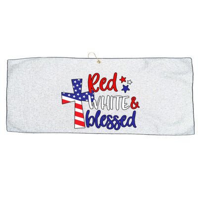Red White And Blessed Usa Cross Celebration Large Microfiber Waffle Golf Towel