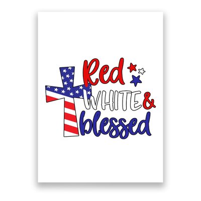 Red White And Blessed Usa Cross Celebration Poster