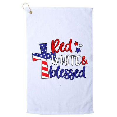 Red White And Blessed Usa Cross Celebration Golf Towel