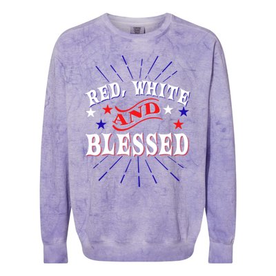 Red White And Blessed Gift Colorblast Crewneck Sweatshirt