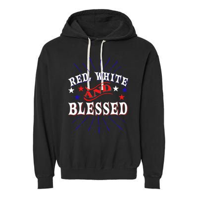 Red White And Blessed Gift Garment-Dyed Fleece Hoodie