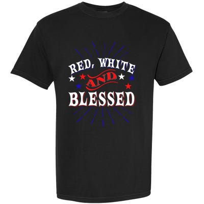 Red White And Blessed Gift Garment-Dyed Heavyweight T-Shirt