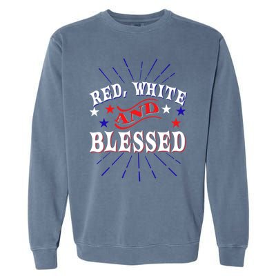 Red White And Blessed Gift Garment-Dyed Sweatshirt