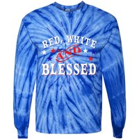 Red White And Blessed Gift Tie-Dye Long Sleeve Shirt