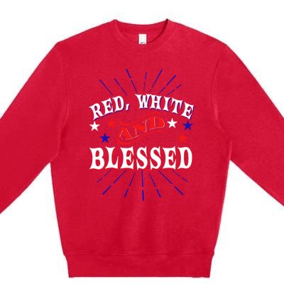 Red White And Blessed Gift Premium Crewneck Sweatshirt