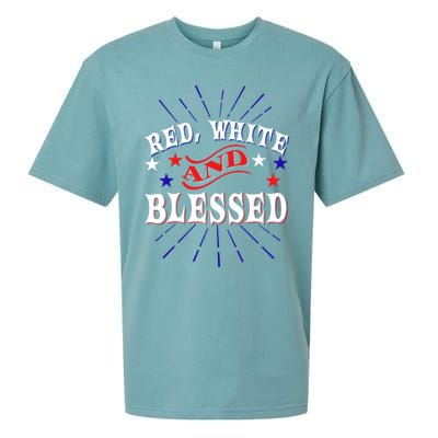 Red White And Blessed Gift Sueded Cloud Jersey T-Shirt