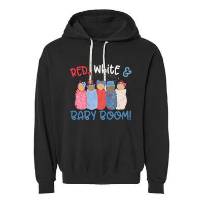 Red White And Baby Boom Happy 4th Of July Nicu Nurse Lover Garment-Dyed Fleece Hoodie