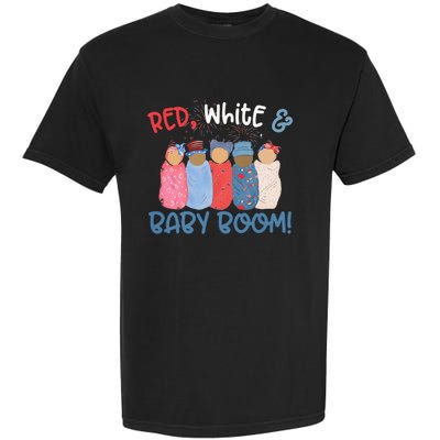 Red White And Baby Boom Happy 4th Of July Nicu Nurse Lover Garment-Dyed Heavyweight T-Shirt