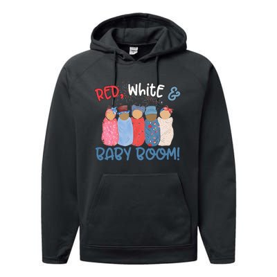 Red White And Baby Boom Happy 4th Of July Nicu Nurse Lover Performance Fleece Hoodie