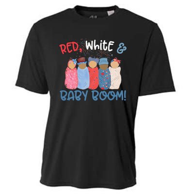 Red White And Baby Boom Happy 4th Of July Nicu Nurse Lover Cooling Performance Crew T-Shirt