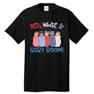 Red White And Baby Boom Happy 4th Of July Nicu Nurse Lover Tall T-Shirt