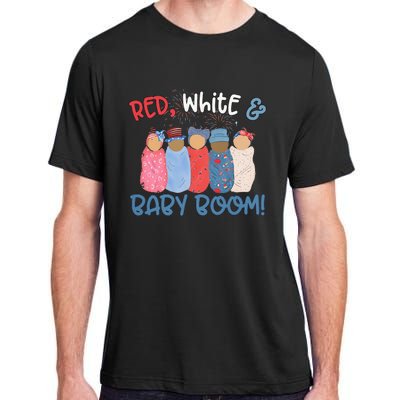 Red White And Baby Boom Happy 4th Of July Nicu Nurse Lover Adult ChromaSoft Performance T-Shirt