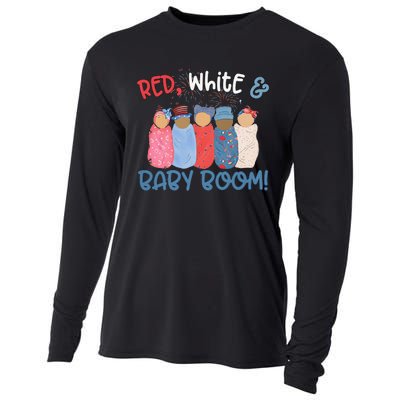 Red White And Baby Boom Happy 4th Of July Nicu Nurse Lover Cooling Performance Long Sleeve Crew