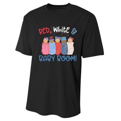 Red White And Baby Boom Happy 4th Of July Nicu Nurse Lover Performance Sprint T-Shirt