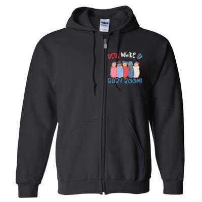 Red White And Baby Boom Happy 4th Of July Nicu Nurse Lover Full Zip Hoodie