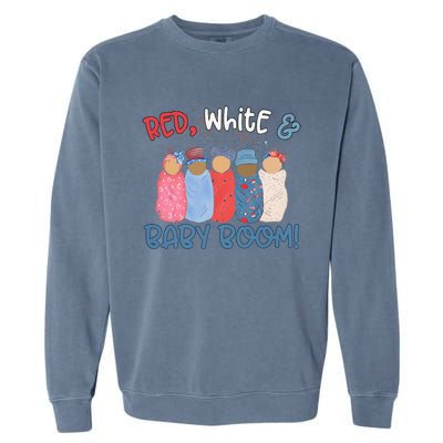 Red White And Baby Boom Happy 4th Of July Nicu Nurse Lover Garment-Dyed Sweatshirt