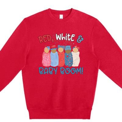 Red White And Baby Boom Happy 4th Of July Nicu Nurse Lover Premium Crewneck Sweatshirt