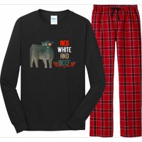 Red White And Beef Vintage Usa Flag 4th Of July Funny Cow Long Sleeve Pajama Set