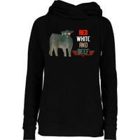 Red White And Beef Vintage Usa Flag 4th Of July Funny Cow Womens Funnel Neck Pullover Hood