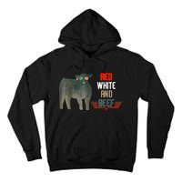 Red White And Beef Vintage Usa Flag 4th Of July Funny Cow Tall Hoodie