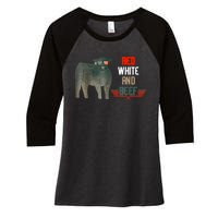 Red White And Beef Vintage Usa Flag 4th Of July Funny Cow Women's Tri-Blend 3/4-Sleeve Raglan Shirt