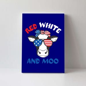 Red White And Moo Patriotic Cow Farmer 4th Of July Gift Canvas