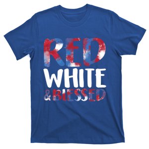 Red White And Blessed 4th Of July Patriotic America Fireworks Cool Gift T-Shirt