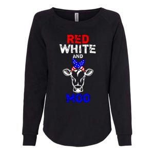 Red White And Moo Usa American Flag Bandana Cow Funny Pun Cute Gift Womens California Wash Sweatshirt