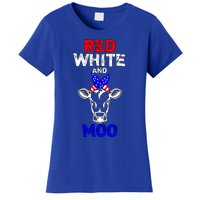 Red White And Moo Usa American Flag Bandana Cow Funny Pun Cute Gift Women's T-Shirt