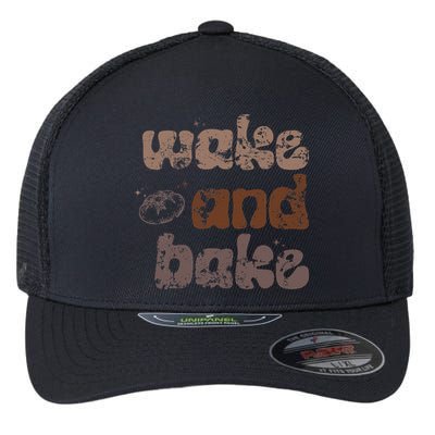Retro Wake And Bake Funny Sourdough Starter Bread Baking Flexfit Unipanel Trucker Cap