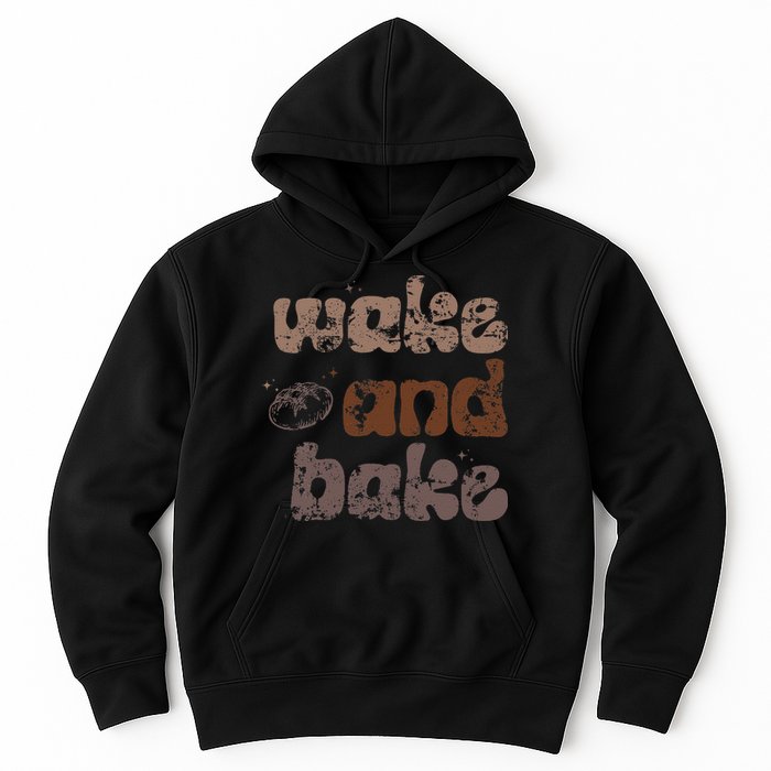 Retro Wake And Bake Funny Sourdough Starter Bread Baking Hoodie