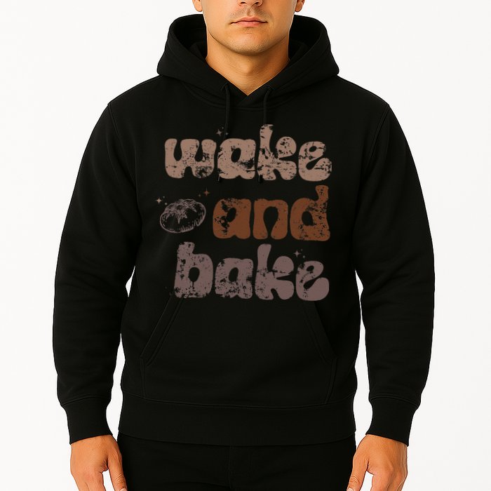 Retro Wake And Bake Funny Sourdough Starter Bread Baking Hoodie