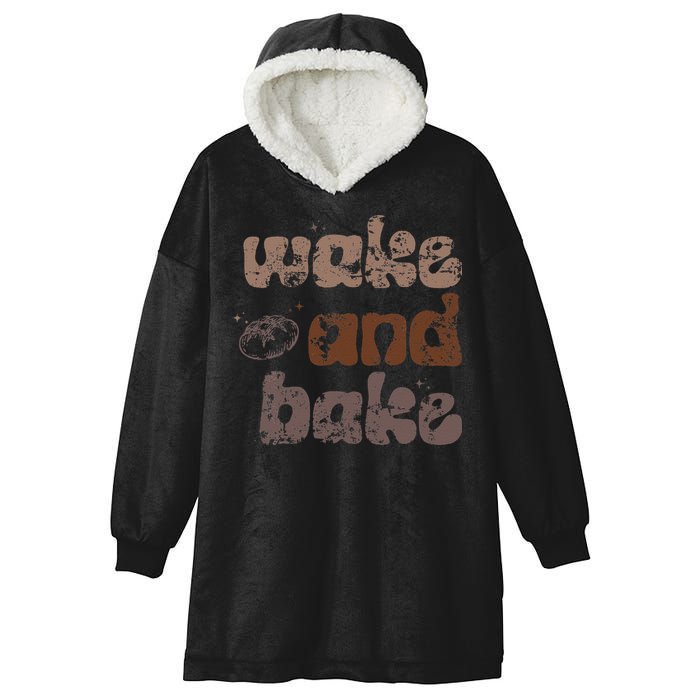 Retro Wake And Bake Funny Sourdough Starter Bread Baking Hooded Wearable Blanket