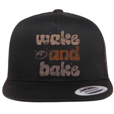 Retro Wake And Bake Funny Sourdough Starter Bread Baking Flat Bill Trucker Hat