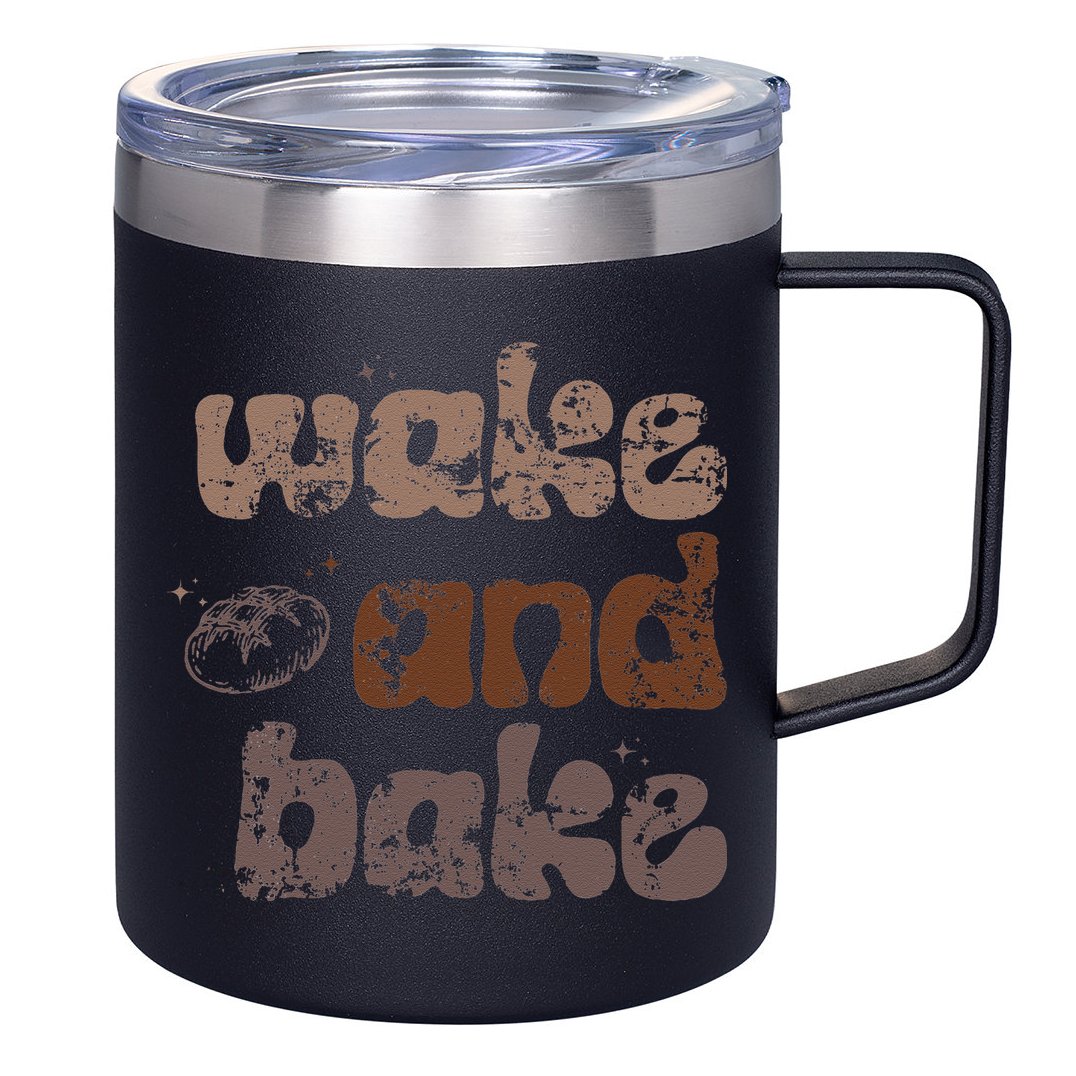 Retro Wake And Bake Funny Sourdough Starter Bread Baking 12oz Stainless Steel Coffee Mug