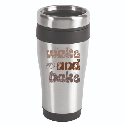 Retro Wake And Bake Funny Sourdough Starter Bread Baking 16oz Travel Tumbler