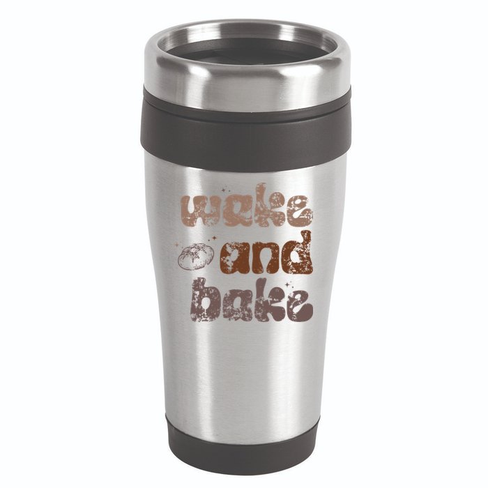 Retro Wake And Bake Funny Sourdough Starter Bread Baking 16oz Travel Tumbler