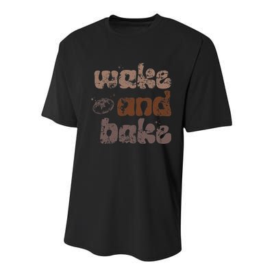 Retro Wake And Bake Funny Sourdough Starter Bread Baking Youth Performance Sprint T-Shirt