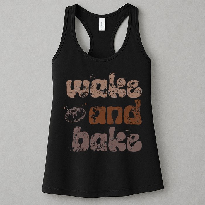 Retro Wake And Bake Funny Sourdough Starter Bread Baking Womens Tank Top
