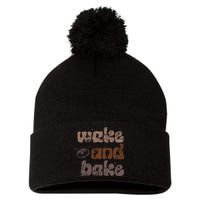 Retro Wake And Bake Funny Sourdough Starter Bread Baking Pom Pom 12in Knit Beanie