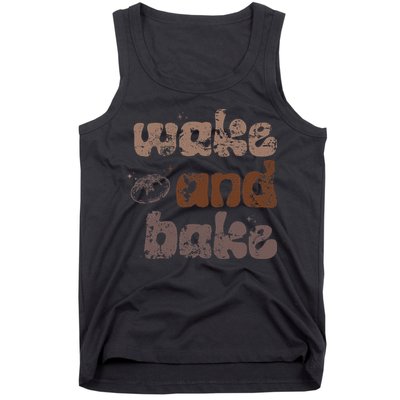Retro Wake And Bake Funny Sourdough Starter Bread Baking Tank Top