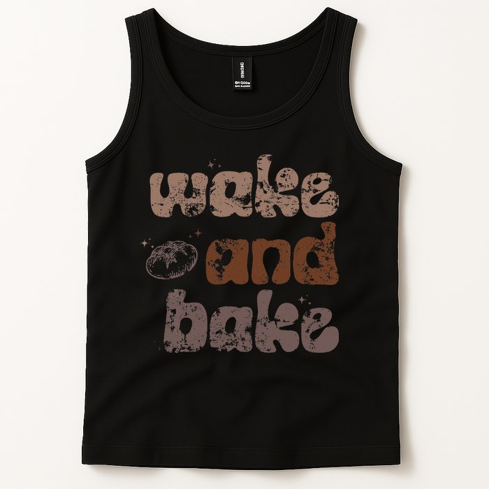 Retro Wake And Bake Funny Sourdough Starter Bread Baking Tank Top