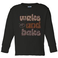 Retro Wake And Bake Funny Sourdough Starter Bread Baking Toddler Long Sleeve Shirt